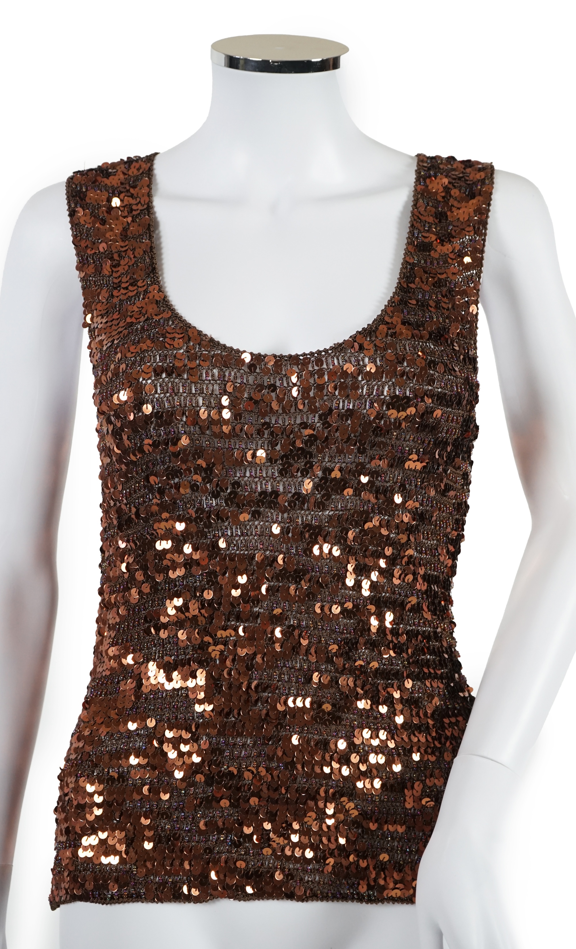 A Vera Mont black trouser suit with matching sleeveless top, extra trousers and a gold sequin Gerard Darel vest. Approx sizing 12-14 Proceeds to Happy Paws Puppy Rescue